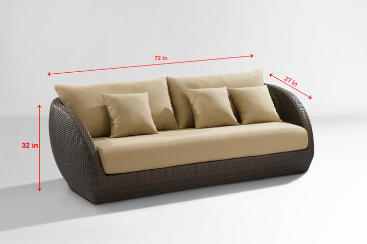Zomera Outdoor Garden Balcony Sofa Set 3 Seater, 2 Single seater and 1 Center Table With Side Table Set (Brown)
