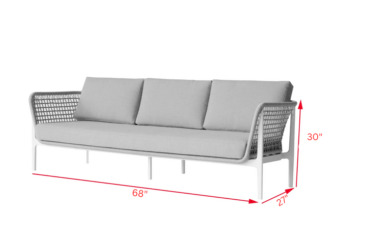 Fadad Outdoor Garden Balcony Sofa Set  3 Seater, 2 Single seater and 1 Center Table Set, Braid & Rope(Grey)