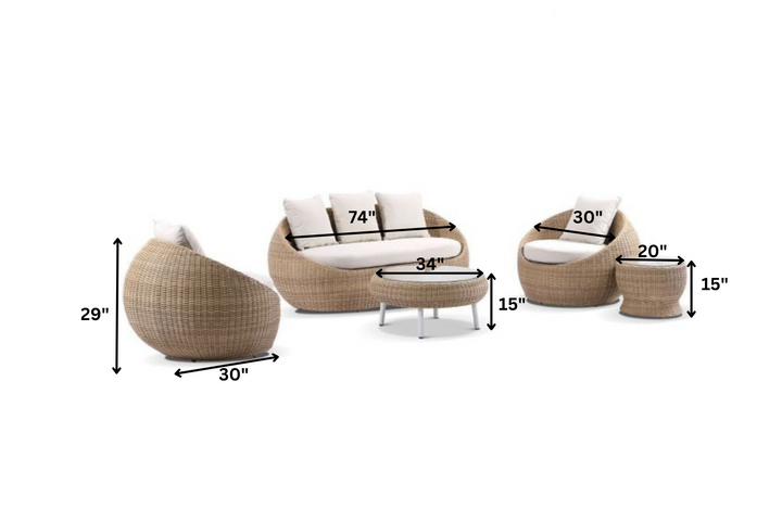 Ignazio Outdoor Sofa Set 3 Seater , 2 Single seater , 1 Side table and 1 Center Table