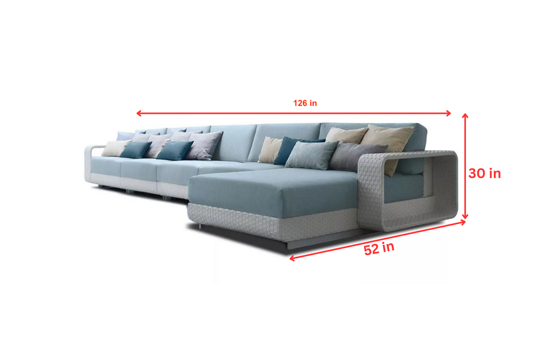 Aris Outdoor Garden Balcony Sofa Set 5 Seater ,1 Center Table With 1 Ottoman Set (White)