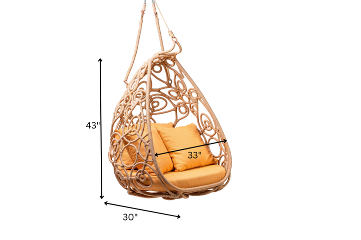 Tio Single Seater Hanging Swing Without Stand For Balcony, Garden Swing, Braid & Rope