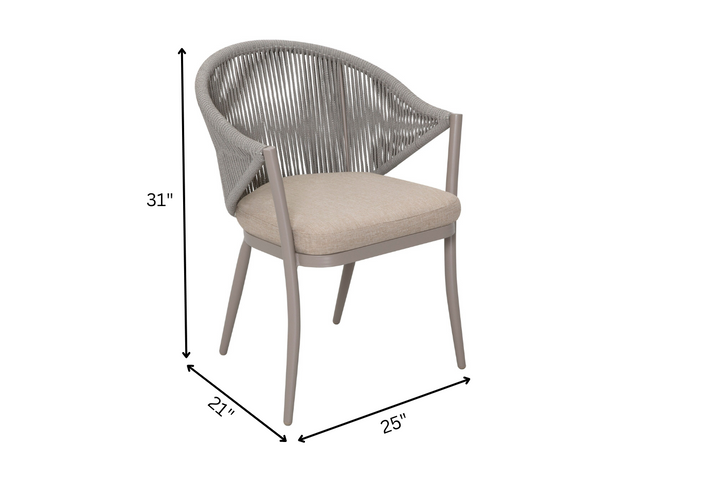 Detect Outdoor Patio Seating Set 2 Chairs and 1 Table Set (Grey) Braided & Rope