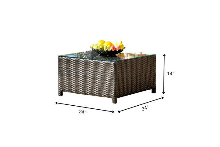 Enorson Outdoor Garden Balcony Sofa Set 2 Three Seater, 2 Single Seater With 2 Ottoman and 2 Center Table Set (Brown)