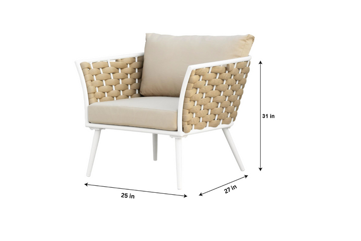 Crasio Outdoor Garden Balcony Sofa Set 3 Seater, 2 Single seater and 1 Center Table Set, Braid & Rope
