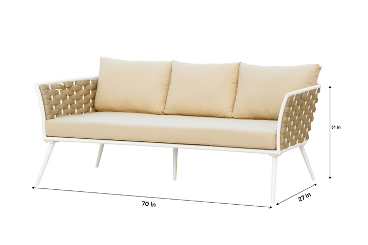Crasio Outdoor Garden Balcony Sofa Set 3 Seater, 2 Single seater and 1 Center Table Set, Braid & Rope