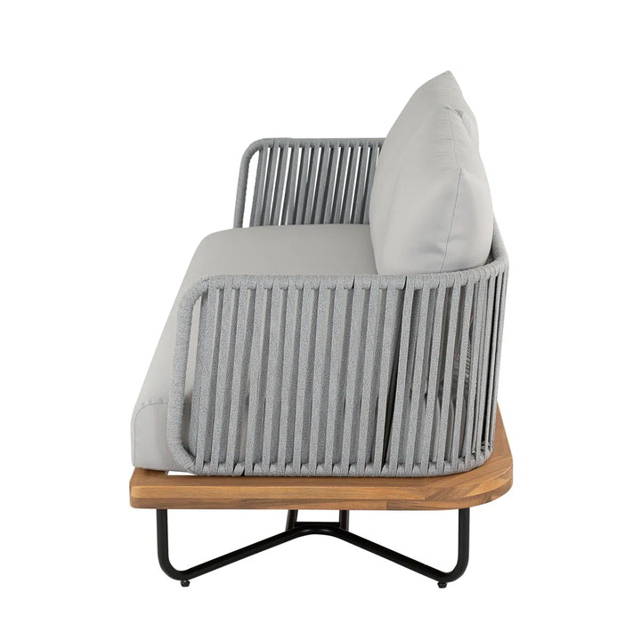 Arria Outdoor Garden Balcony Sofa Set 2 Seater,4 Single Seater With 1 Table Set, Braid & Rope (Grey + Grey)