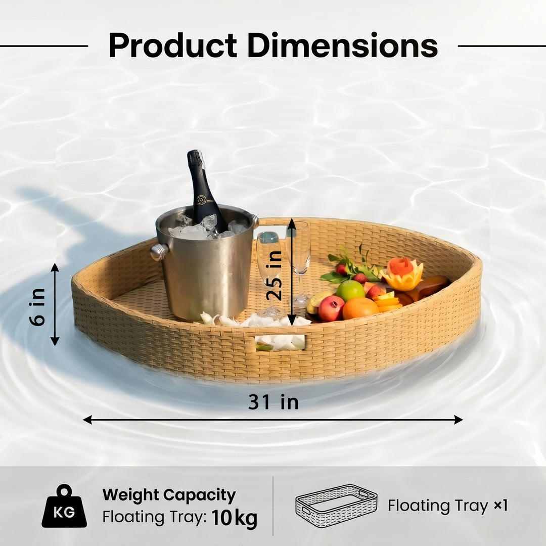 Célia Luxury Floating Serving Tray For Swimming Pool -  Honey (Boat Shape)