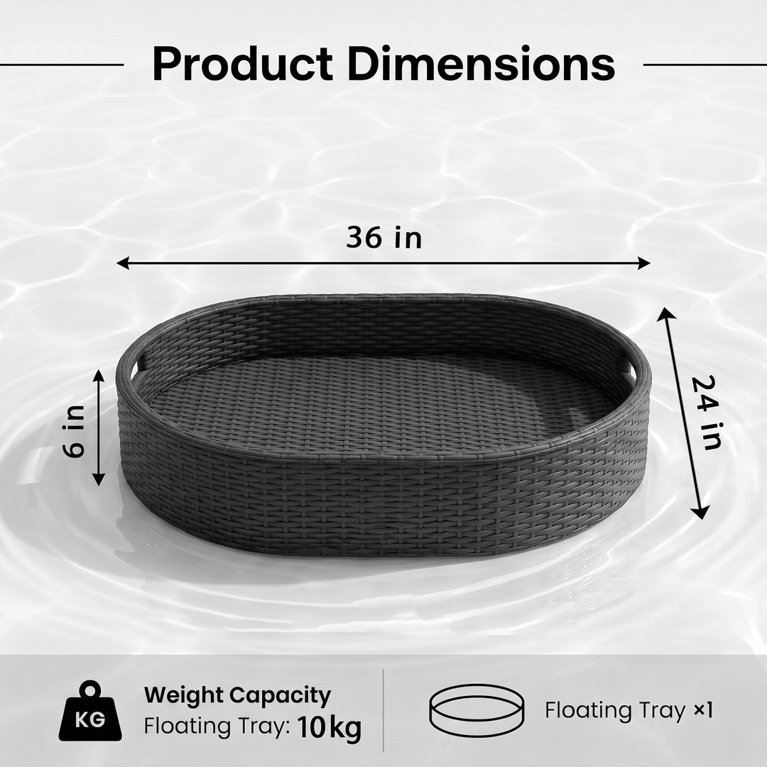 Oval Luxury Floating Serving Tray For Swimming Pool - Black (Oval)