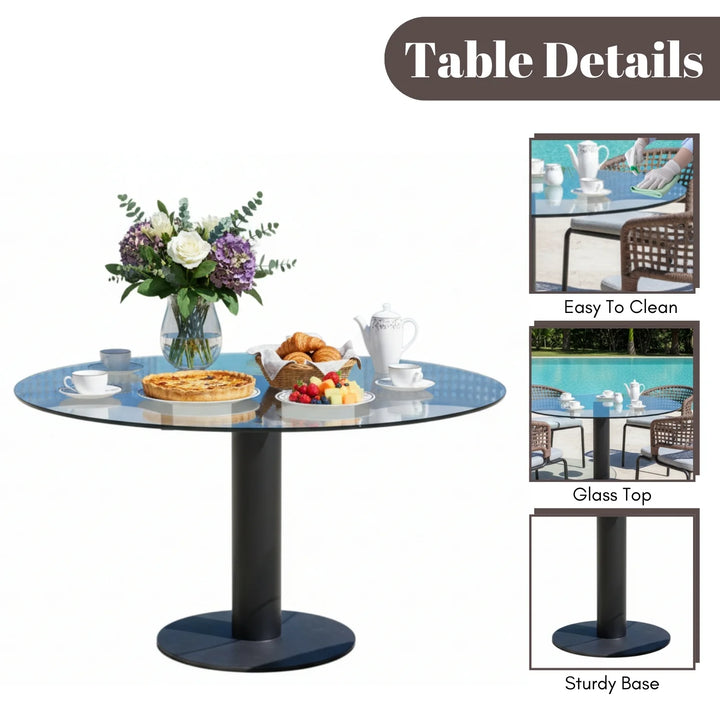 Cristo Outdoor Garden Patio Dining Set 4 Chairs and 1 Table Set (Grey) Braided & Rope