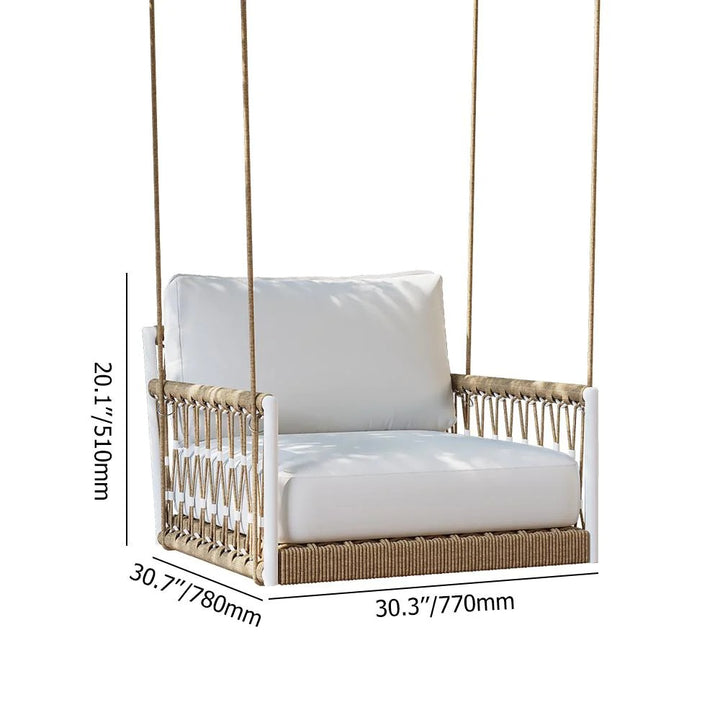 Ulek Single Seater Hanging Swing Without Stand For Balcony , Garden Swing (White + Tan) Braided & Rope