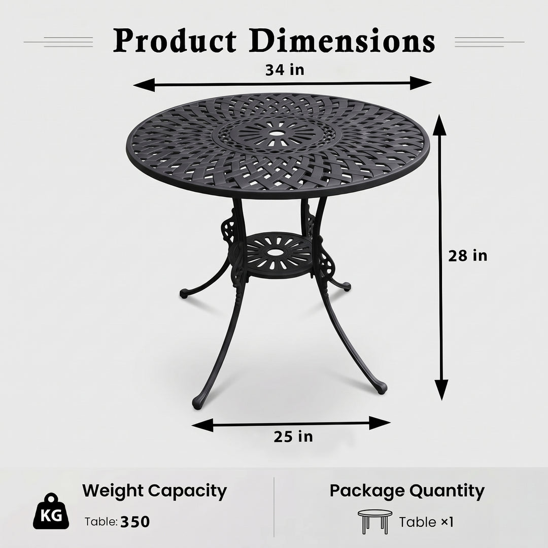 Leon Cast Aluminium Garden Patio 1 Table
