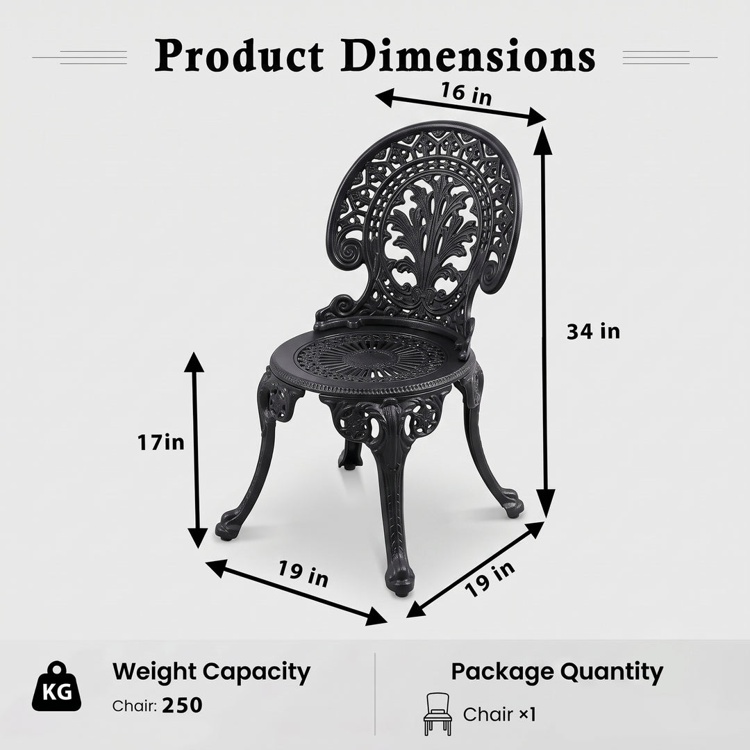 Hasso Cast Aluminium Garden Patio Seating 2 Chair Set (Black)