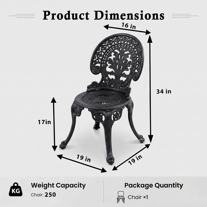 Hasso Cast Aluminium Garden Patio Seating 2 Chair Set (Black)