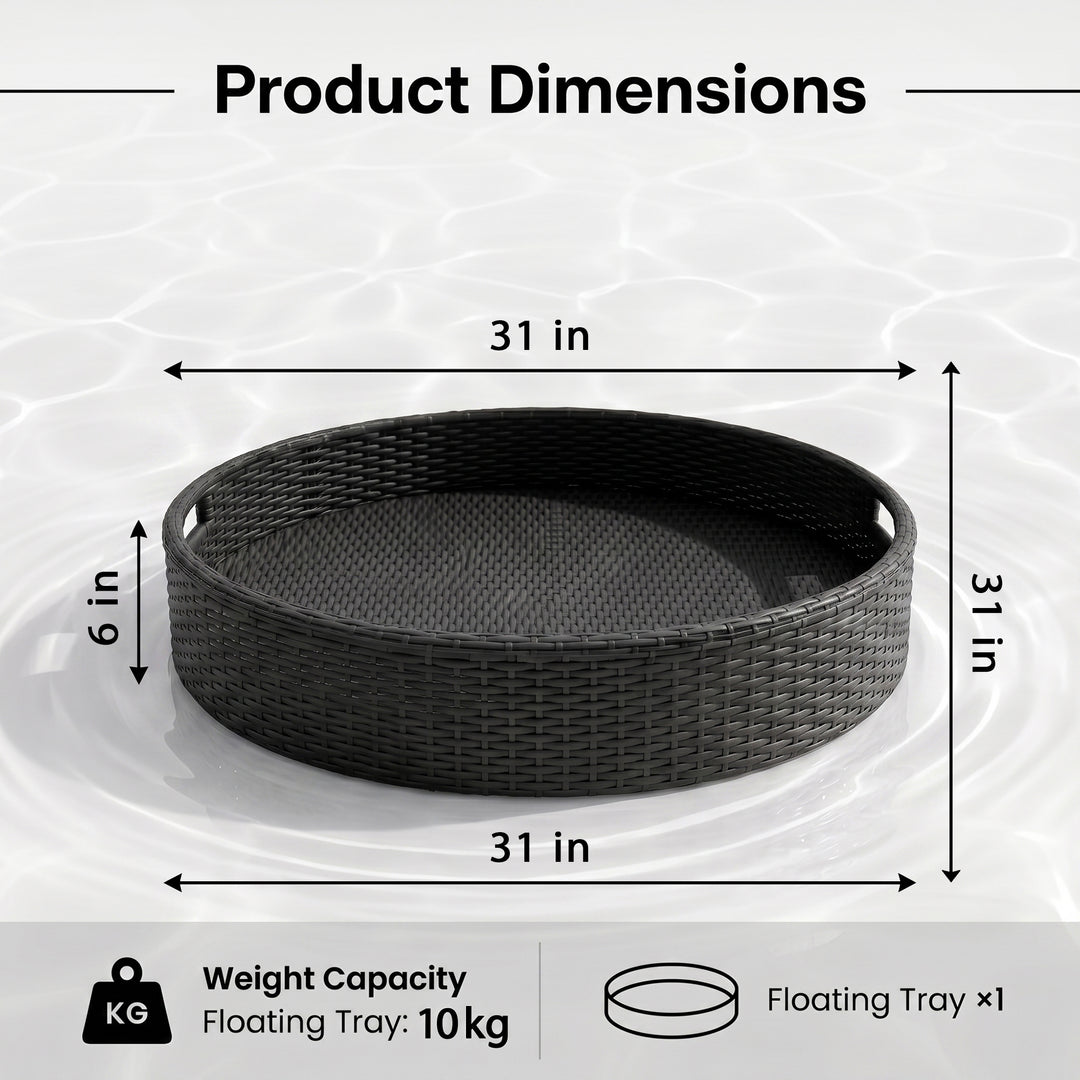Enciso Luxury Floating Serving Tray For Swimming Pool - Black ( Round )