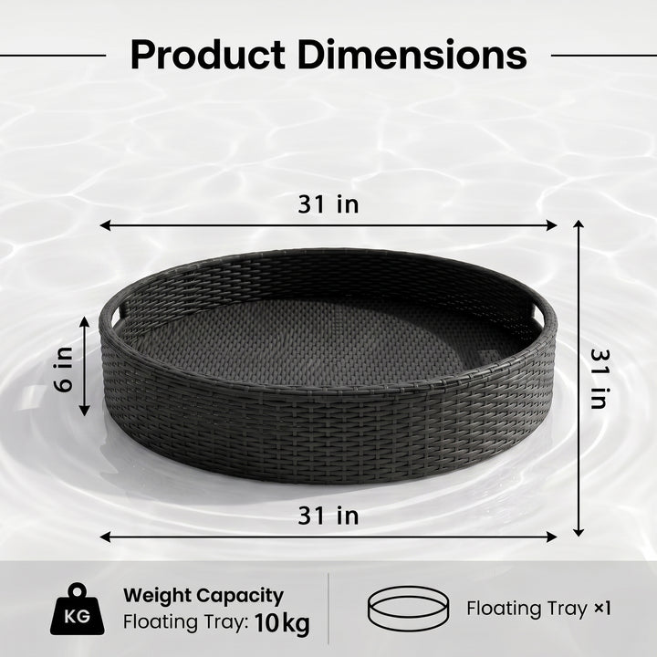 Enciso Luxury Floating Serving Tray For Swimming Pool - Black ( Round )