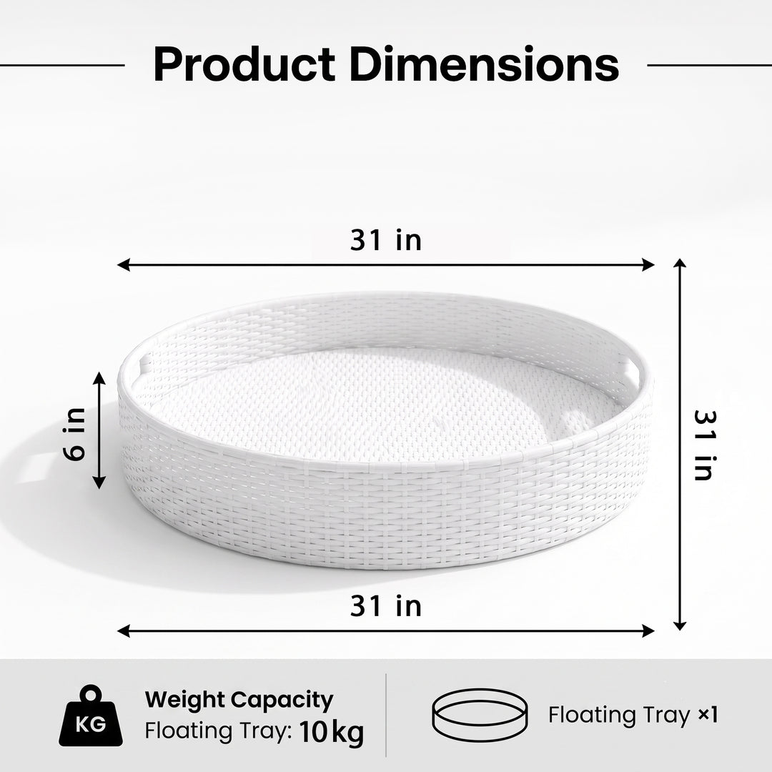 Ken Luxury Floating Serving Tray For Swimming Pool - White ( Round )