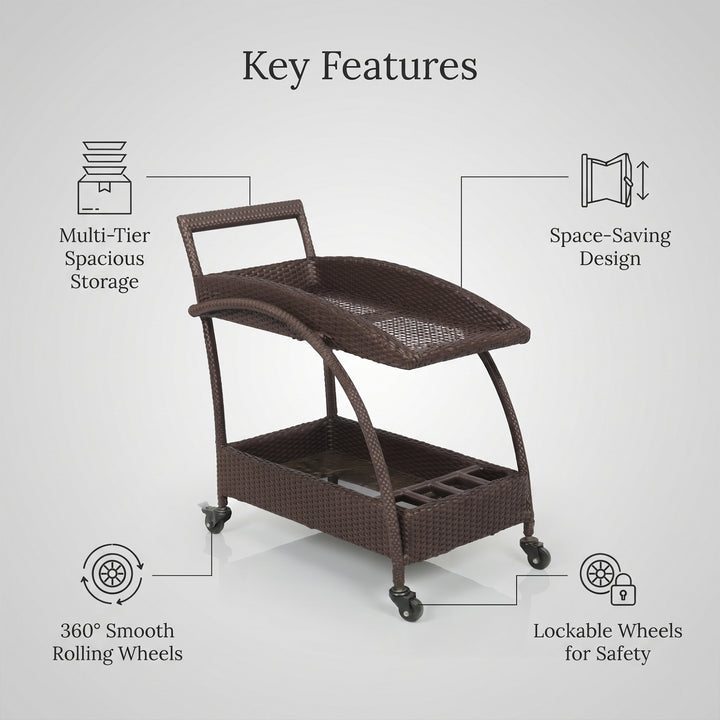 Ivon Outdoor Patio Bar Serving Cart (Brown)