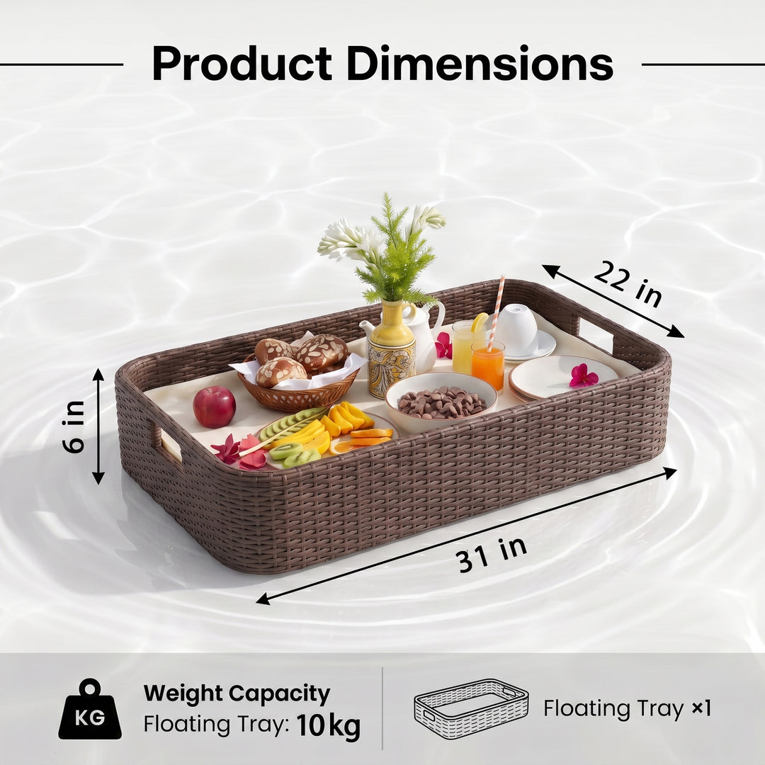 Jaime Luxury Floating Serving Tray For Swimming Pool -  Black ( Rectangle )