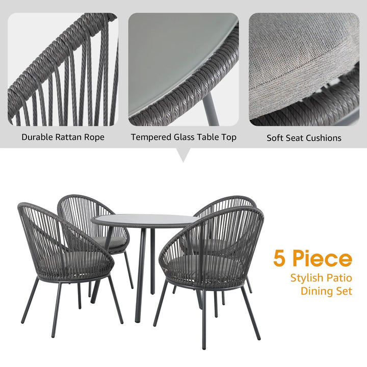 Votion Outdoor Patio Seating Set 4 Chairs and 1 Table Set