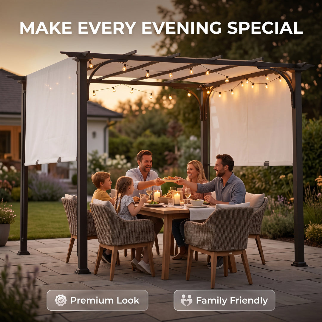 Briana Outdoor Pergola For Garden,Terrace (Black)