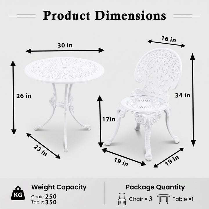 Clux Cast Aluminium Garden Patio Seating 3 Chair and 1 Table Set