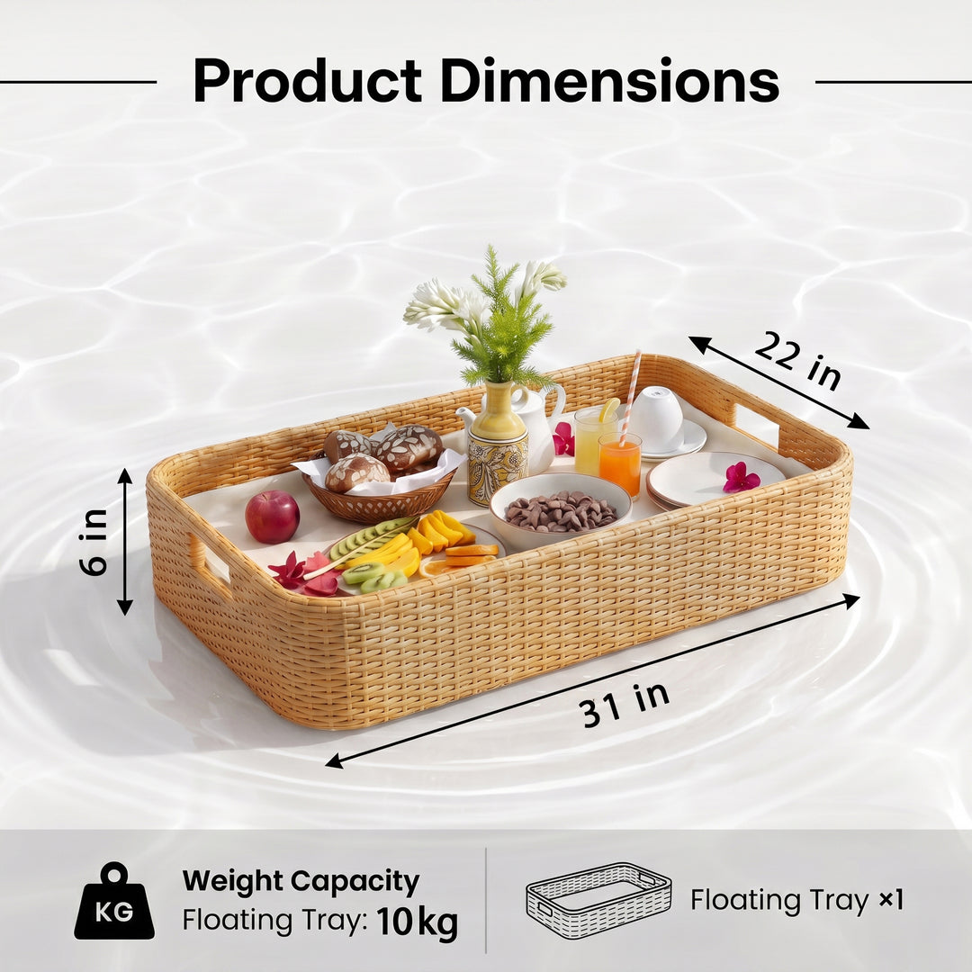 Alarico Luxury Floating Serving Tray For Swimming Pool -Honey ( Rectangle )