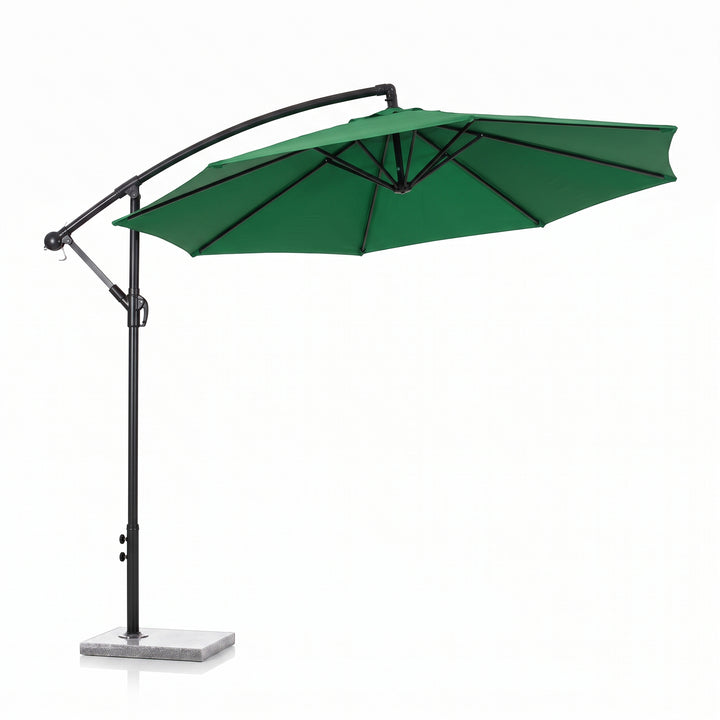 Destin Luxury Side Pole Garden Umbrella With Stand (Round, Green)