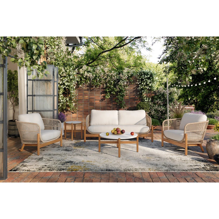 Apolo Outdoor Sofa Set 2 Seater , 2 Single seater , 1 Side table and 1 Center Table (Beige)