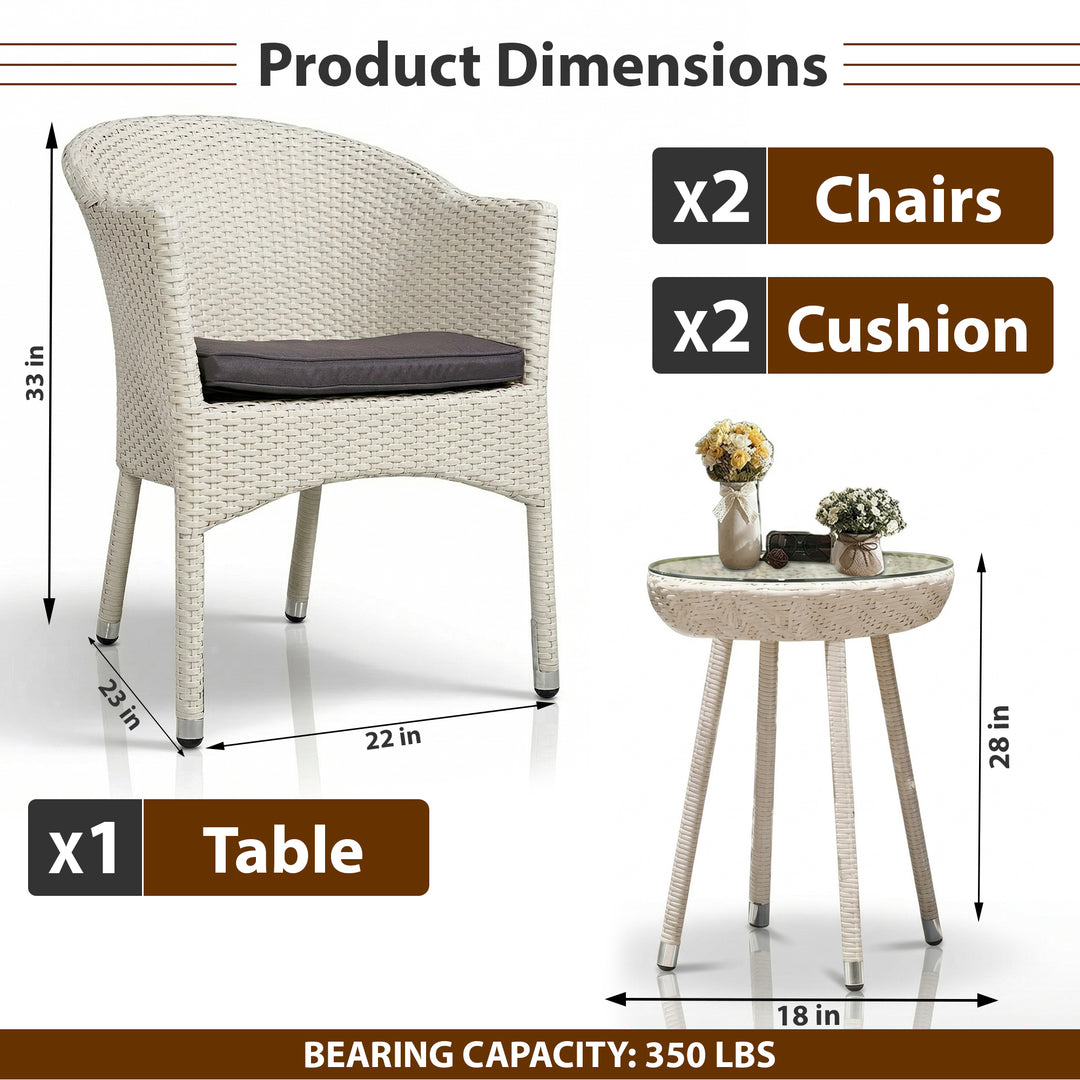 Perlita Outdoor Patio Seating Set 2 Chairs and 1 Table Set