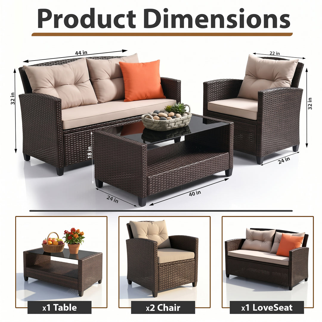 Amada Outdoor Sofa Set 2 Seater , 2 Single seater and 1 Center Table (Brown)