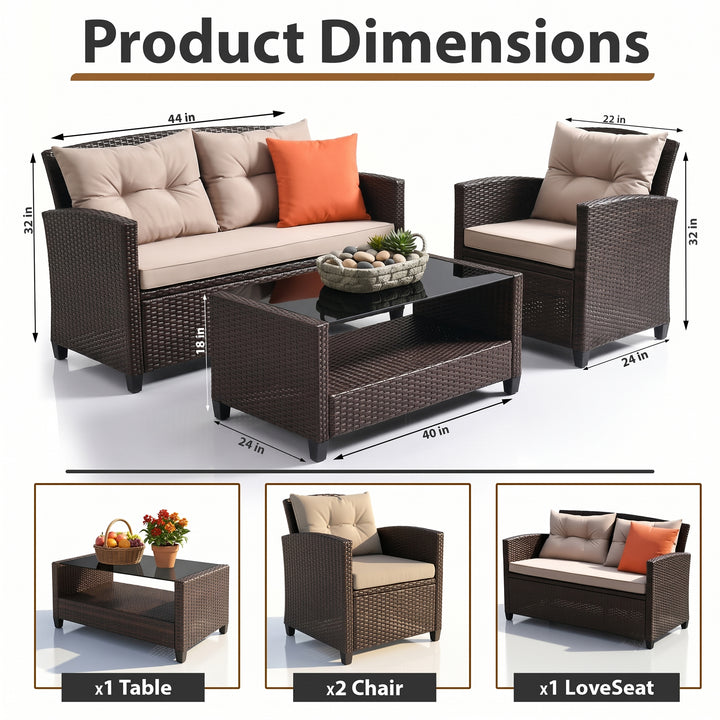 Amada Outdoor Sofa Set 2 Seater , 2 Single seater and 1 Center Table (Brown)