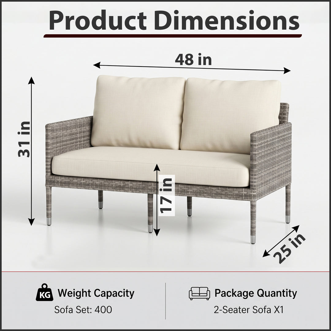 Mosè Outdoor Patio Sofa Set 2 Seater (Grey)