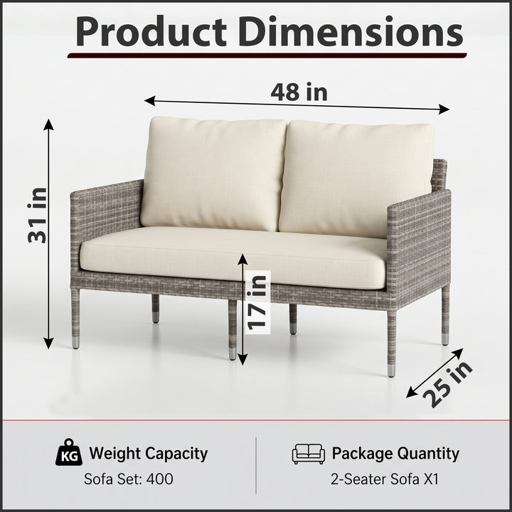 Mosè Outdoor Patio Sofa Set 2 Seater (Grey)