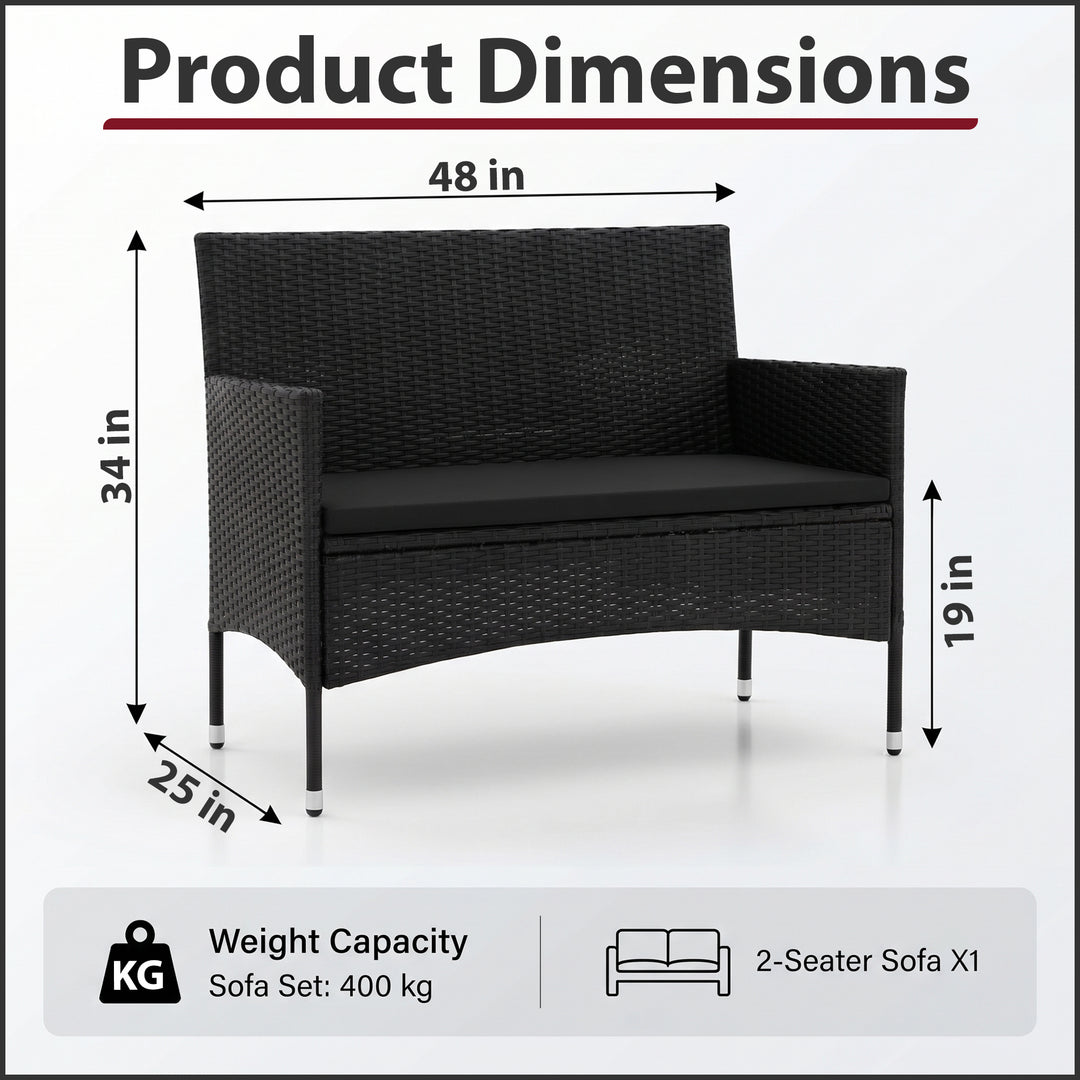 Rino Outdoor 2 seater Sofa (Black)