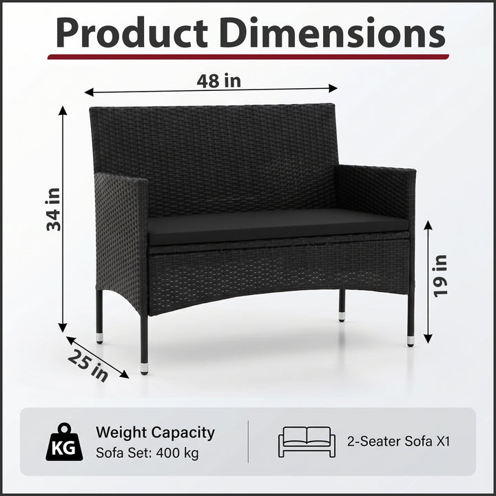 Rino Outdoor 2 seater Sofa (Black)