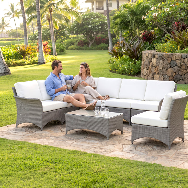 Vito Outdoor Patio Sofa Set 7 seater and 1 Center Table (cream)