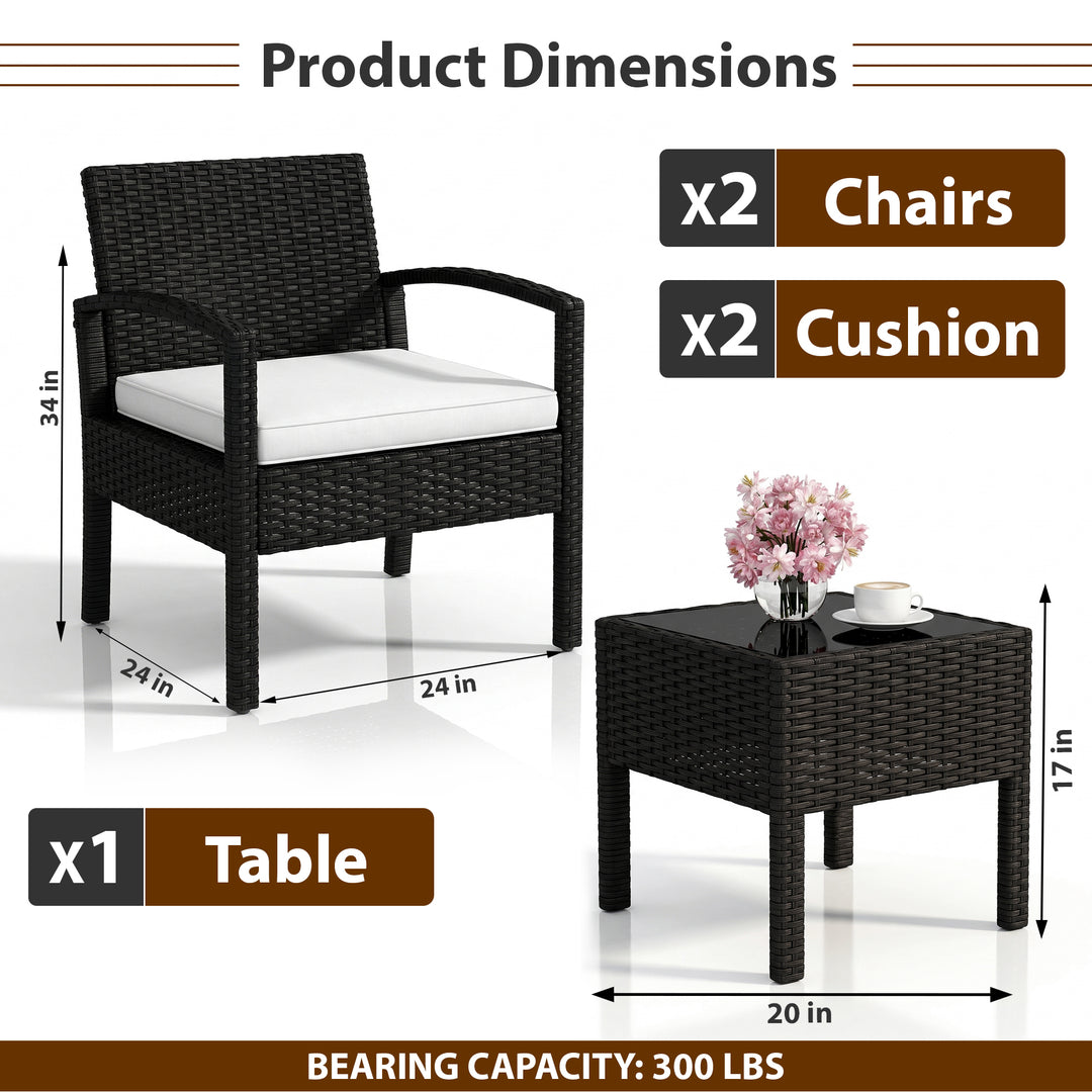 Ignacio Outdoor Patio Seating Set 2 Chairs and 1 Table Set