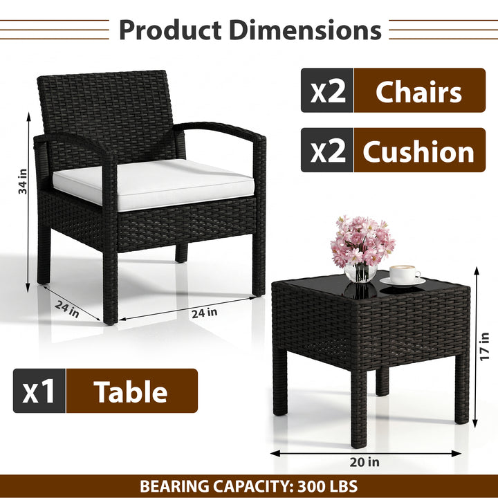 Ignacio Outdoor Patio Seating Set 2 Chairs and 1 Table Set