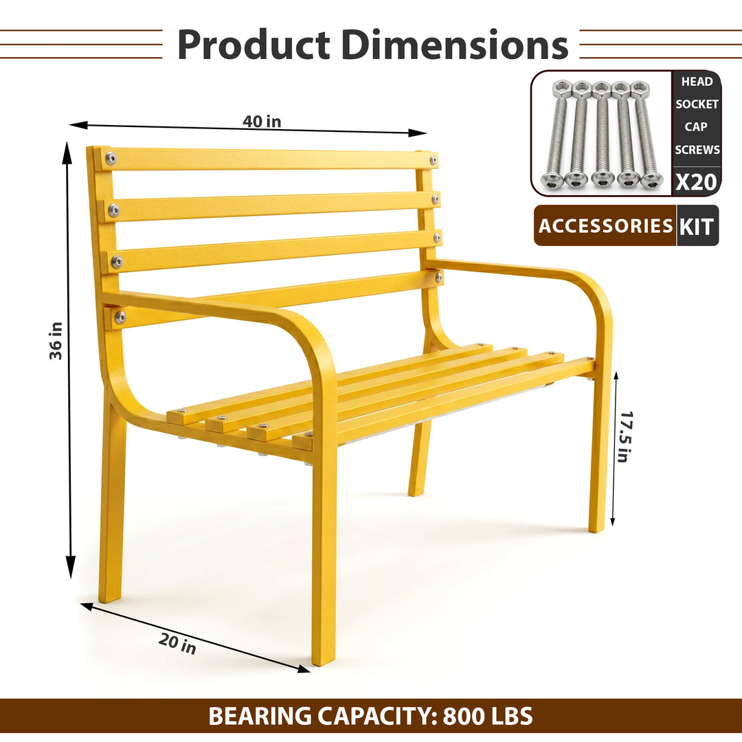 Spic Metal 2 Seater Garden Bench for Outdoor Park - (Yellow)