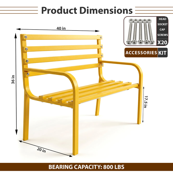 Spic Metal 2 Seater Garden Bench for Outdoor Park - (Yellow)