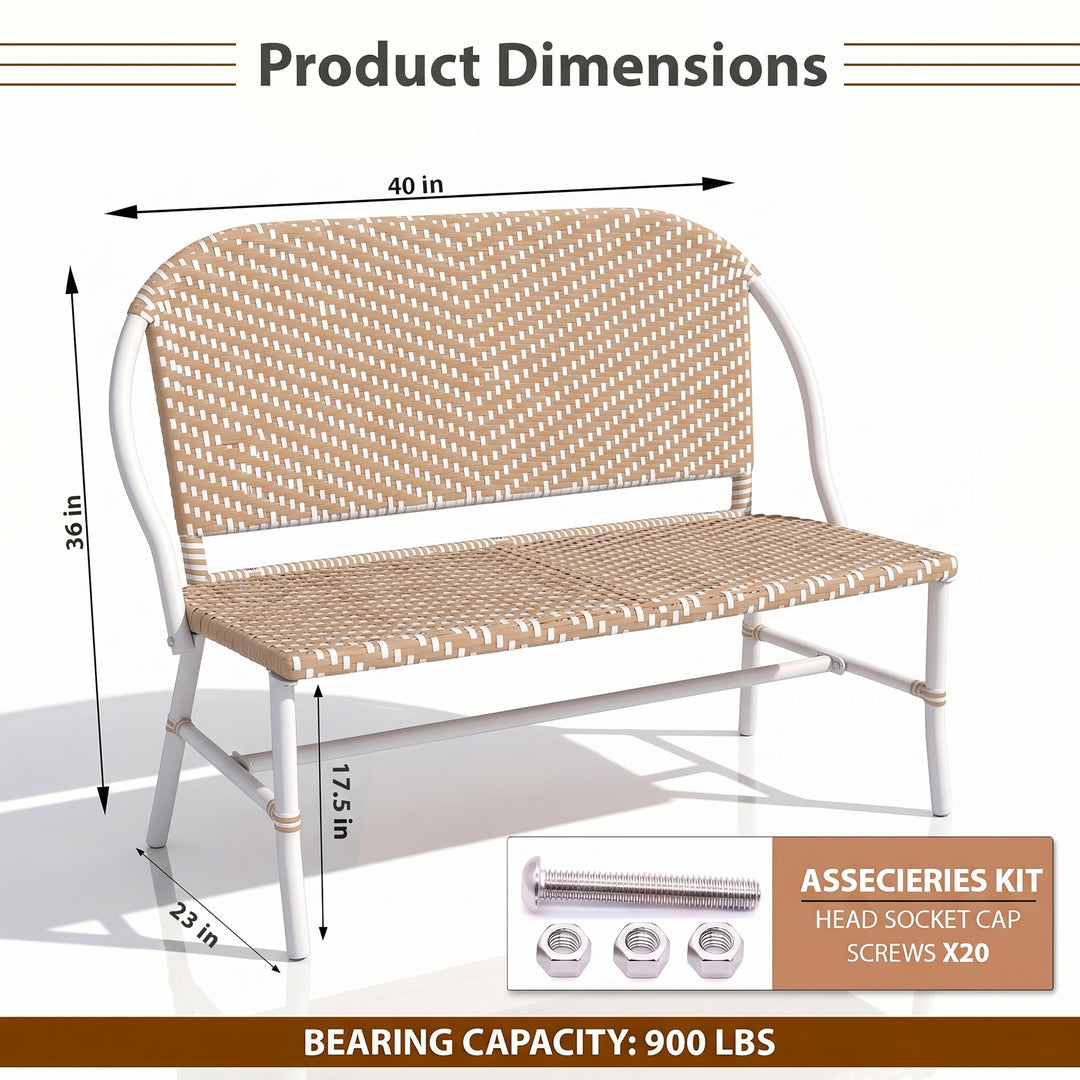 Conti Wicker 2 Seater Garden Bench for Outdoor Park
