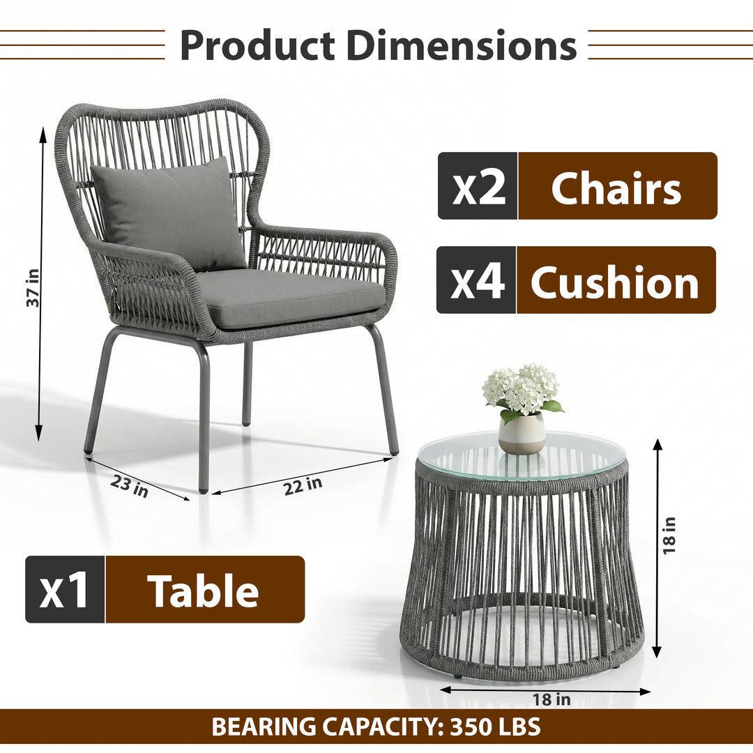 Intra Outdoor Patio Seating Set 2 Chairs and 1 Table Set