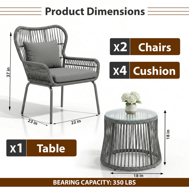 Intra Outdoor Patio Seating Set 2 Chairs and 1 Table Set