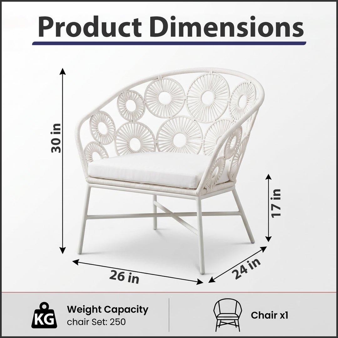 Alban Outdoor Garden Balcony Single Seater Sofa (White)