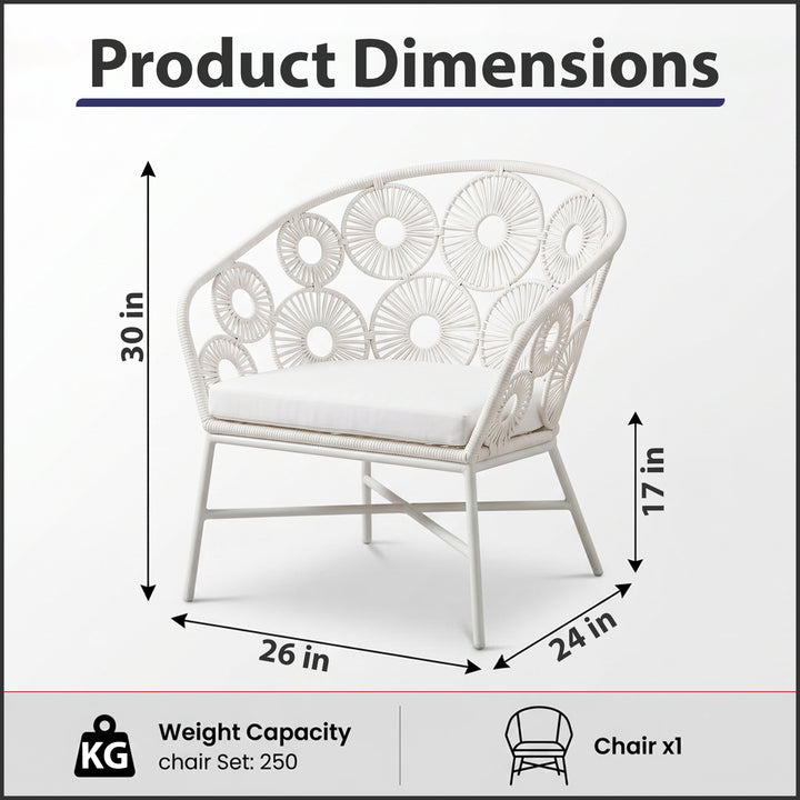 Alban Outdoor Garden Balcony Single Seater Sofa (White)
