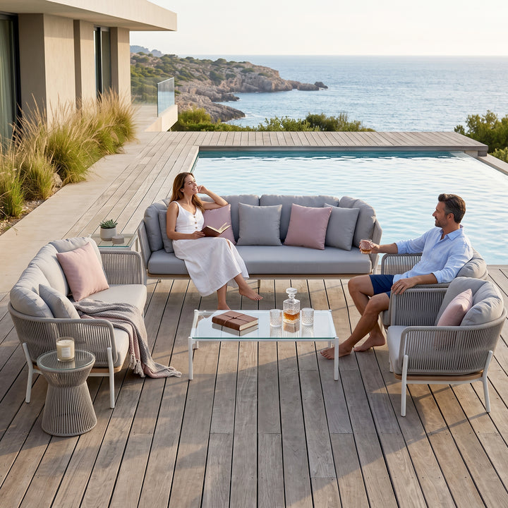 Arthur Outdoor Sofa Set 2 3 Seater sofa, 2 Single seater, 1 Small Table and 1 Center Table With 1 Side Table Set