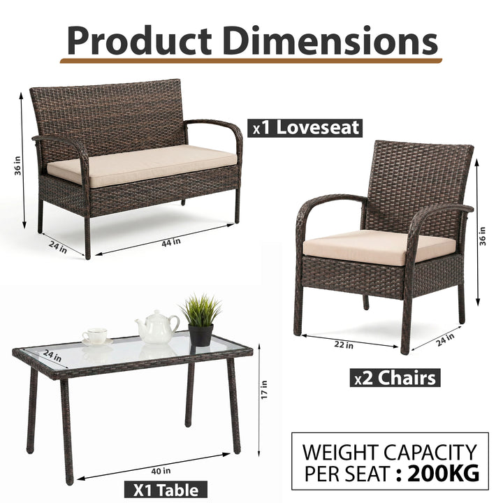 Bria Outdoor Sofa Set 2 Seater , 2 Single seater and 1 Center Table Set (Brown)