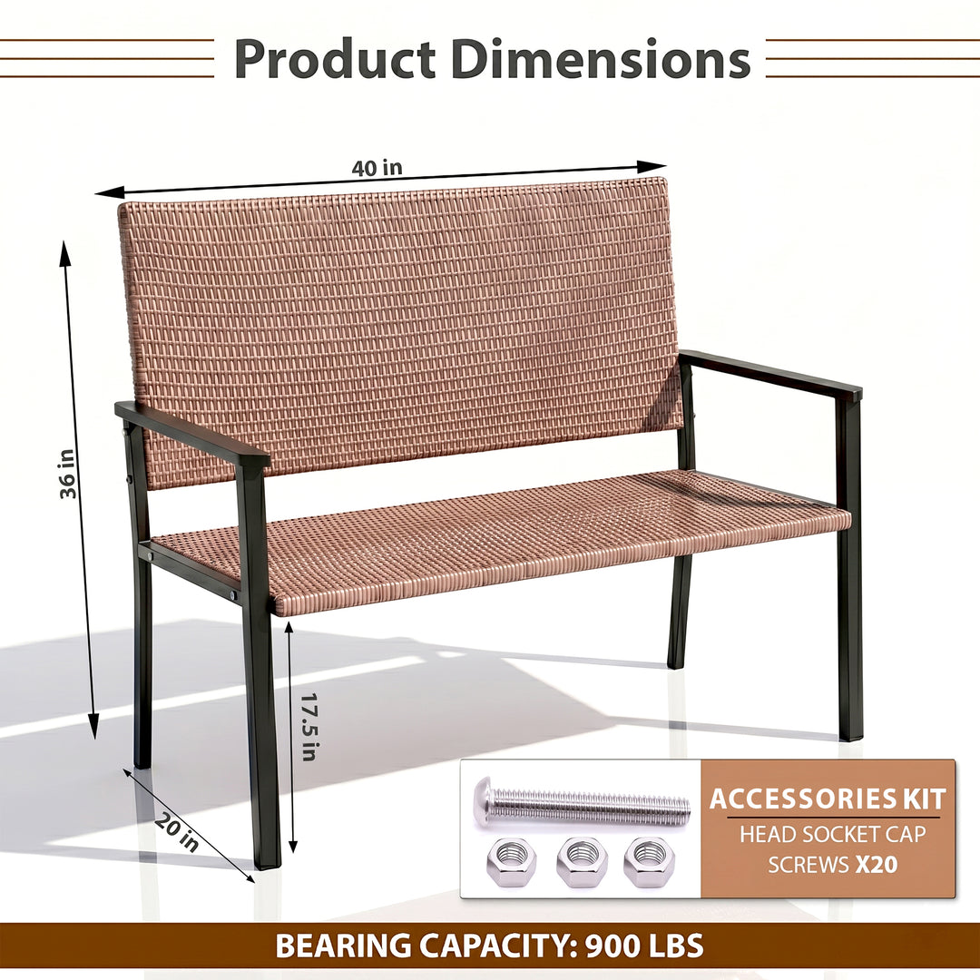 Gemma Wicker 2 Seater Garden Bench for Outdoor Park - (Honey)