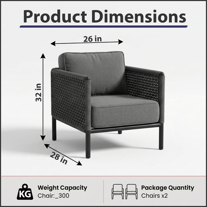 Alp Outdoor Sofa Set 2 Single seater (Grey) Braided & Rope