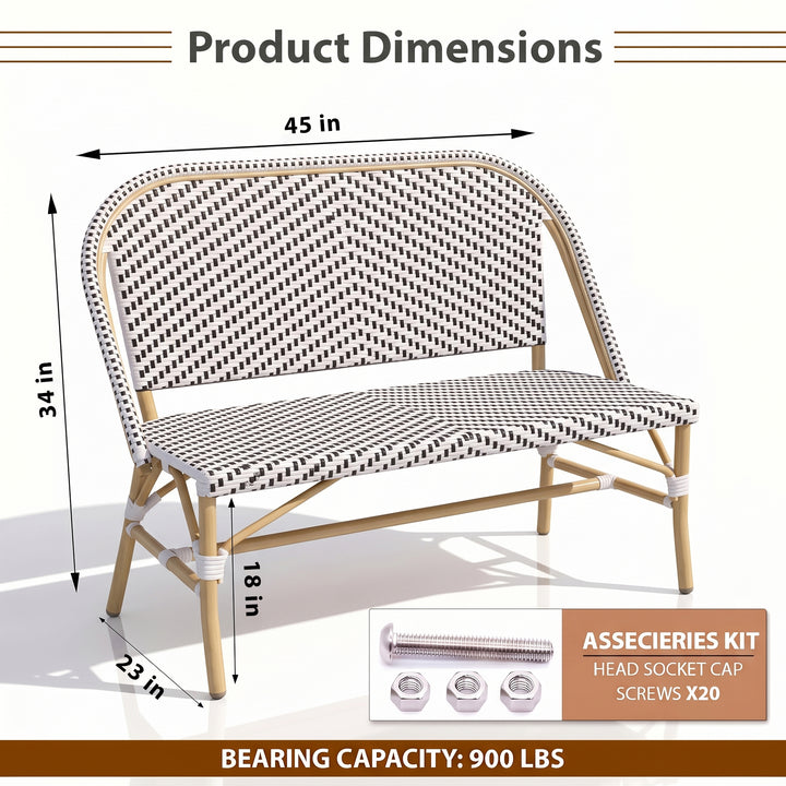 Edoardo Wicker 2 Seater Garden Bench for Outdoor Park